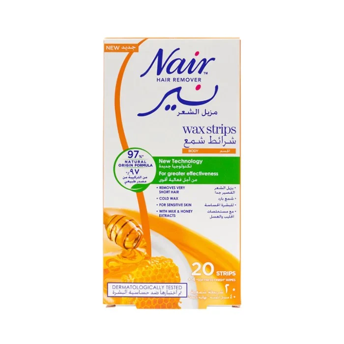 NAIR Hair remover wax strips (body) with milk & honey extract 20's